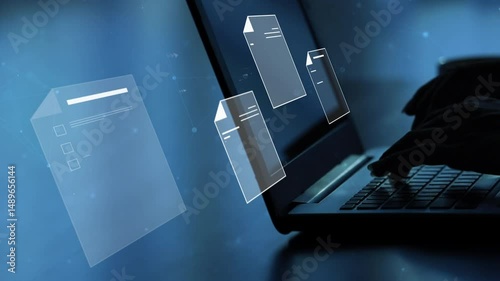 Document management concept, Businesswomen check electronic documents on digital documents on virtual screen Document Management System and process automation to efficiently document paperless operate