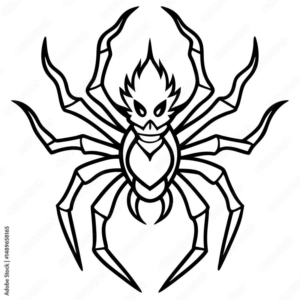 Obraz premium Blazing Wolf Spider Line Art Vector