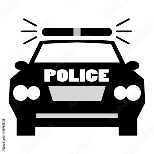 Police Car vector Icon. Emergency Vehicle Silhouette in Flat Design.
