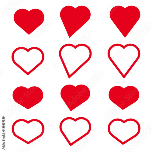 
Set of red heart vector icons for Valentines day, vector set heart shape, Heart, love, romance.