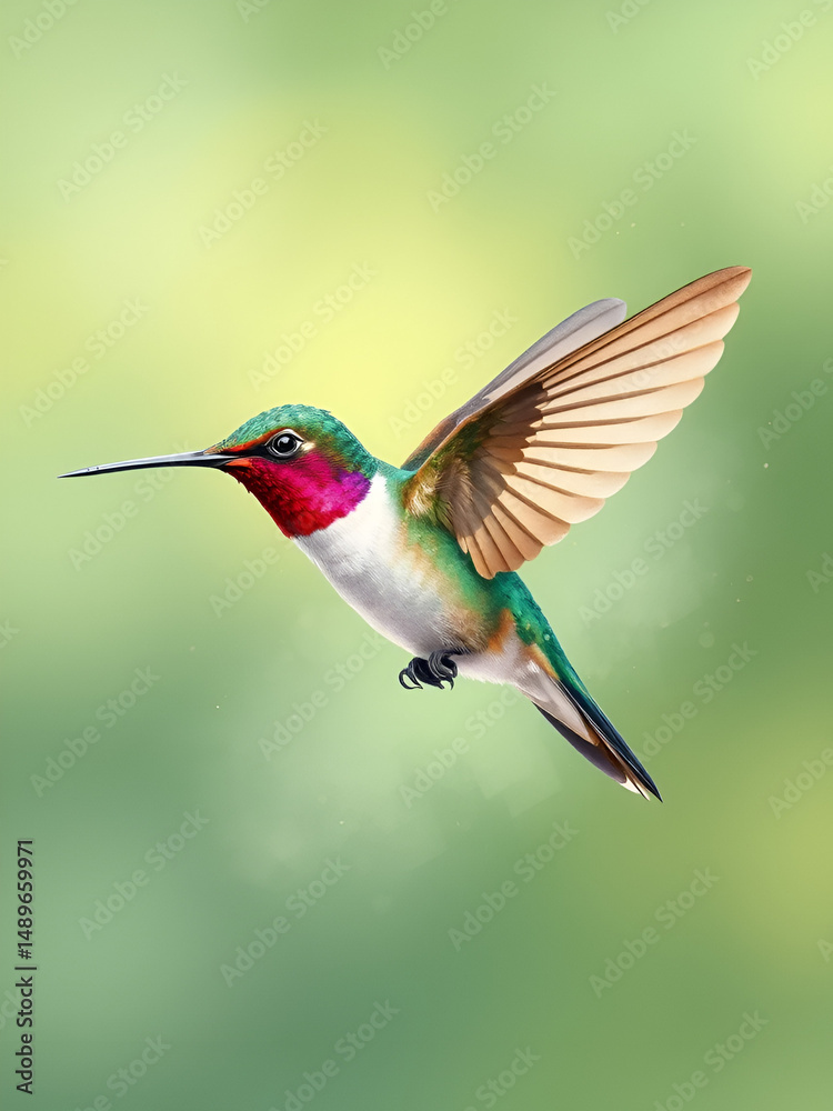 Fototapeta premium Bird hummingbird Watercolor Illustration.
