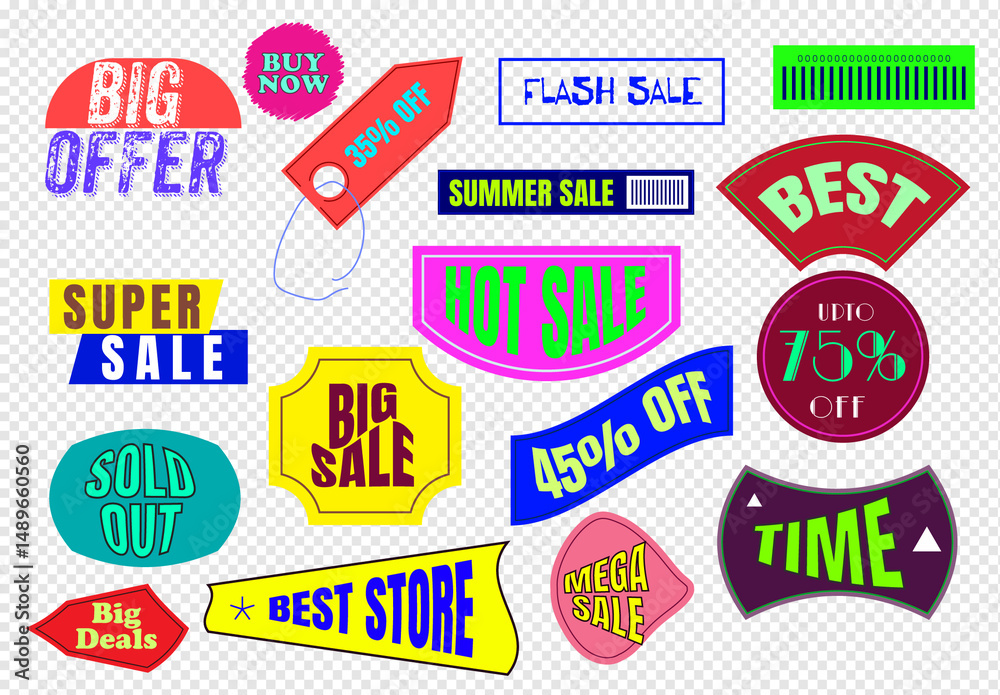 Sticker Labels Promotion Stickers and Label Design Set for Branding and Promotion Stock Template ...