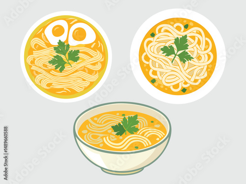 vector illustration of a russian food Lapsha (Chicken Noodle Soup)