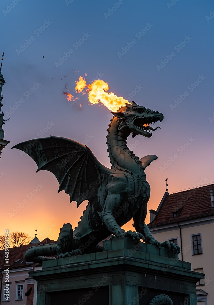 Fototapeta premium Twilight's Ember Dragon