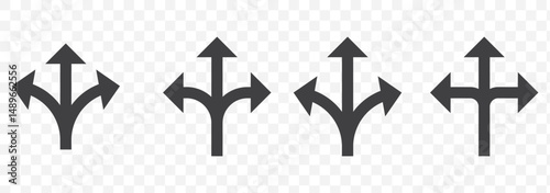 flexibility, three way direction icon Set. Three way direction arrow icon. 3 arrowheads sign. Vector illustration on Transparent Background. EPS 10