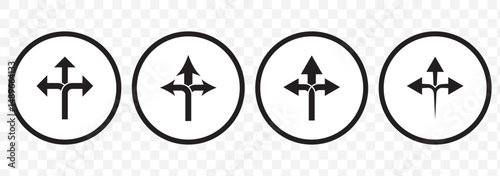 flexibility, three way direction icon Set. Three way direction arrow icon. 3 arrowheads sign. Vector illustration on Transparent Background. EPS 10