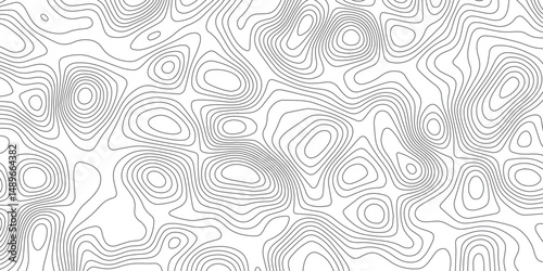 Abstract topography wave lines pattern on white background, topographic contours map background, geographic contour map vector background, White paper curved reliefs for background.