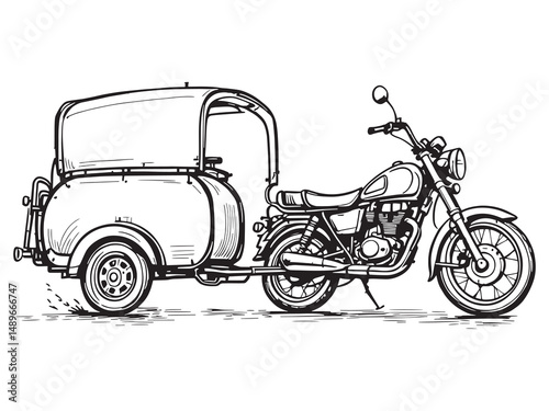 Motorbike Trailer vector line art