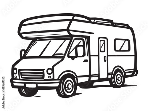 Motorhome vector line art