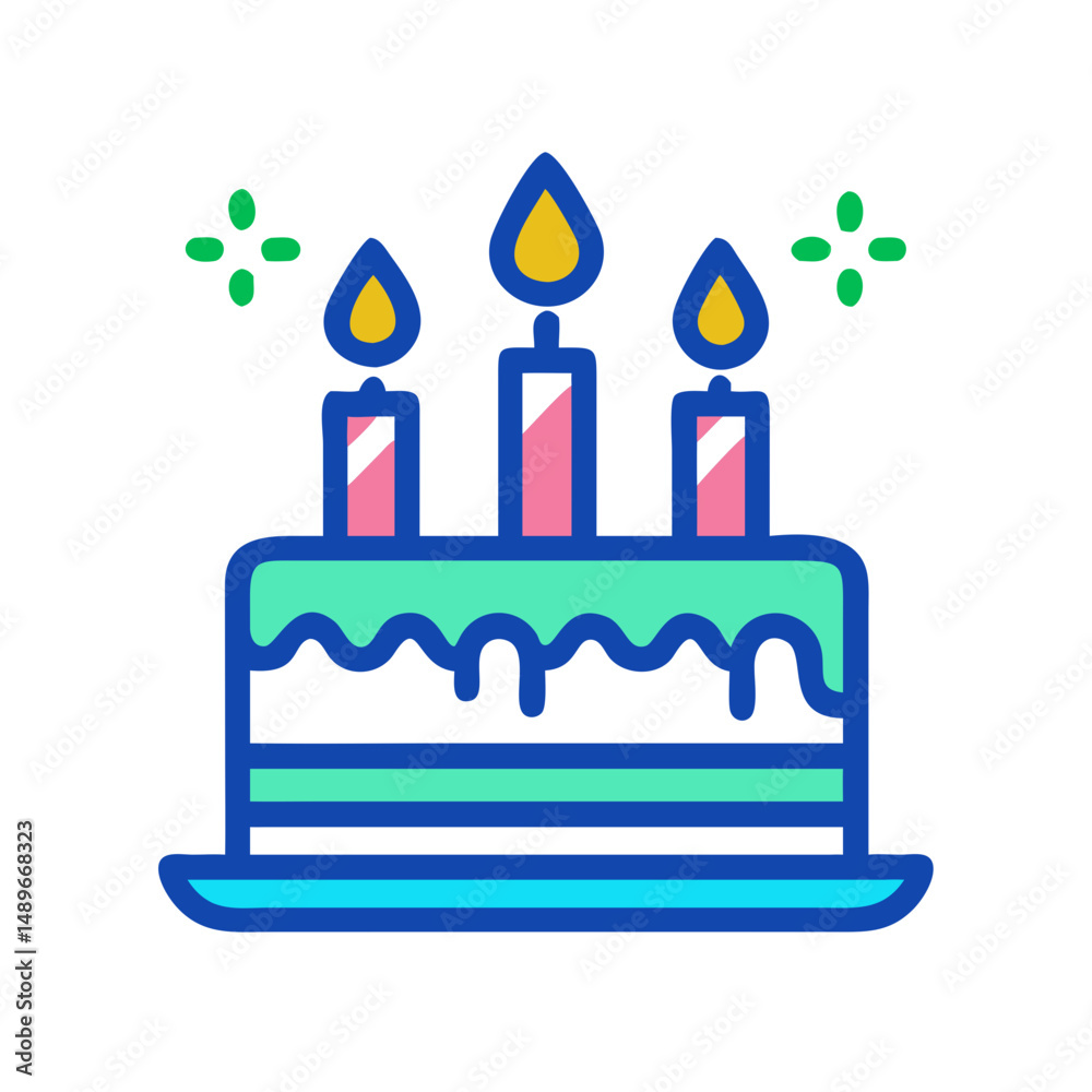 Birthday Cake with Candles Icon – Celebration and Party Vector Illustration Birthday Cake with Candles Icon – Celebration and Party Vector Illustration