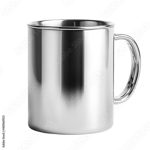 Shiny metallic mug with handle perfect for hot or cold drinks