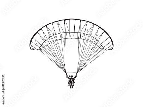 Paraglider vector line art