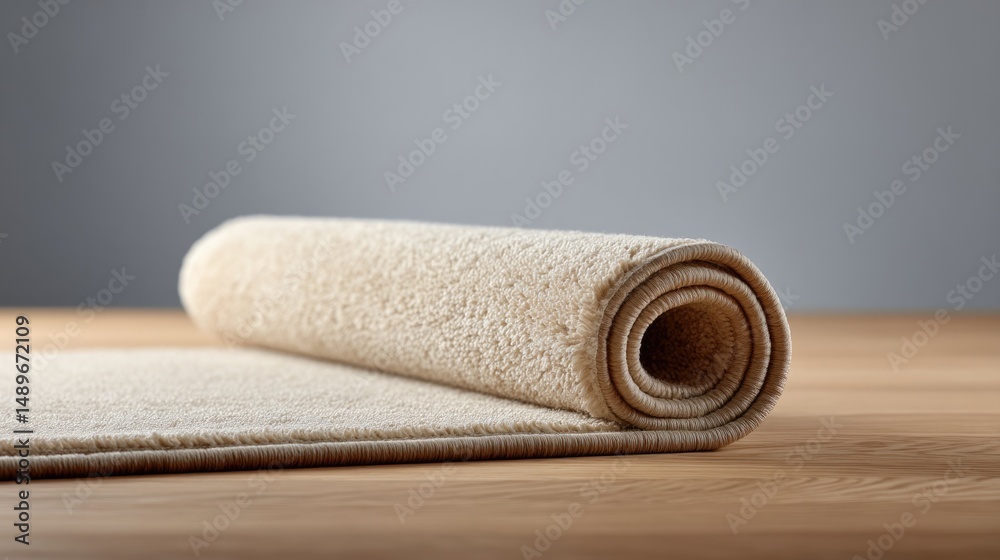 Obraz premium clean image of minimalistic carpet runner over wooden floor featuring ample copy space around it