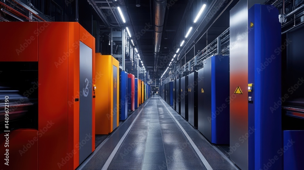 Fototapeta premium Bright paint colors used for easy machine zone identification