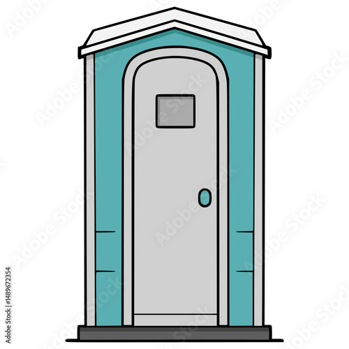 portable public toilet restrooms flat color vector illustration template design