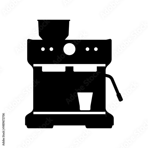 Electric stationary coffee machine silhouette stencil template for use in cafes coffee shops crafting printing digital applications promotional materials