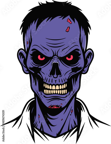 illustration of scary zombie face