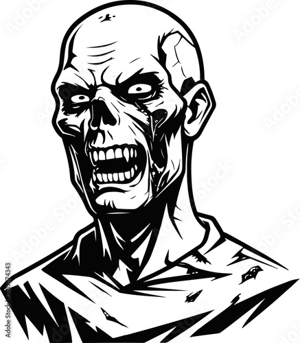 illustration of scary zombie face
