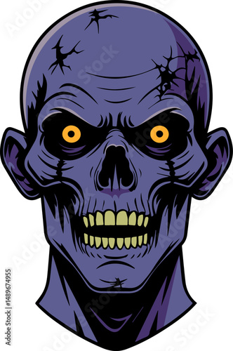 illustration of scary zombie face