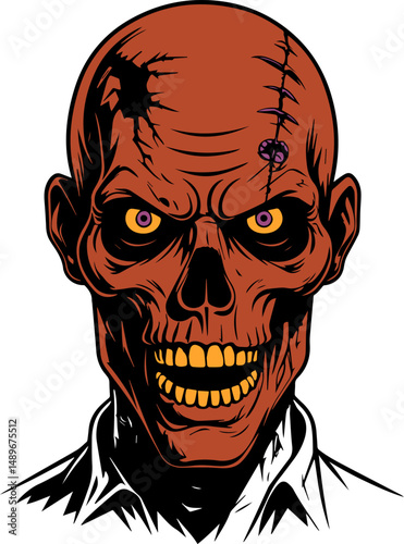 illustration of scary zombie face