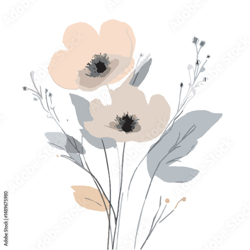 vector flowers decoration generative AI