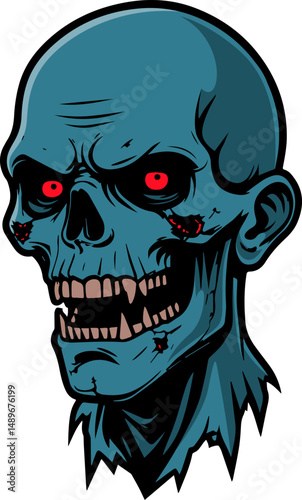 illustration of scary zombie face