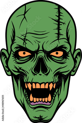 illustration of scary zombie face