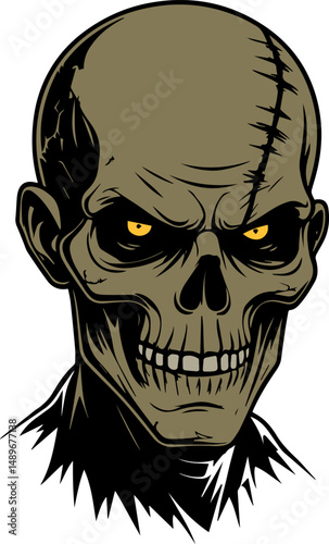 illustration of scary zombie face