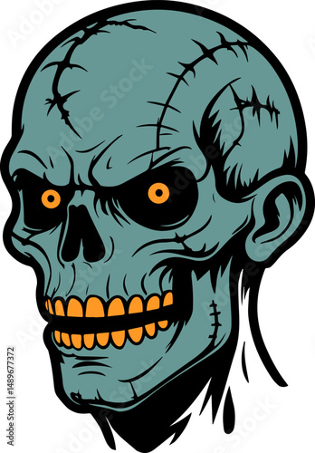 illustration of scary zombie face