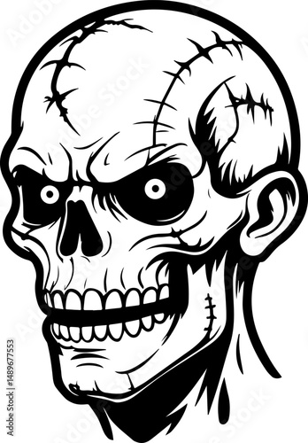 illustration of scary zombie face