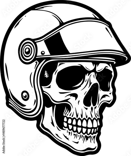 skull wearing a helmet