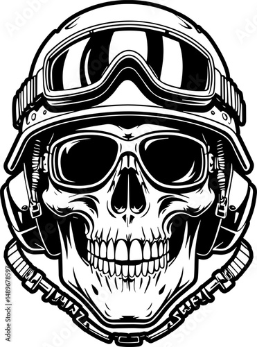 skull wearing a helmet