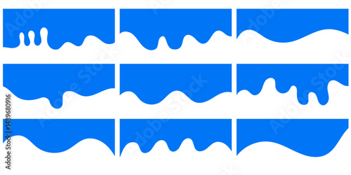 Blue Liquid Drip Borders for Dividers and Design Elements