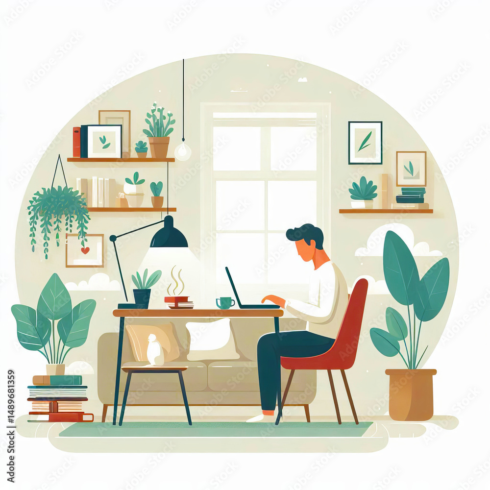 Obraz premium Remote Work From Home Concept 