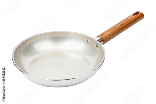 Wallpaper Mural PNG Stainless steel frying pan with wooden handle on white background Torontodigital.ca