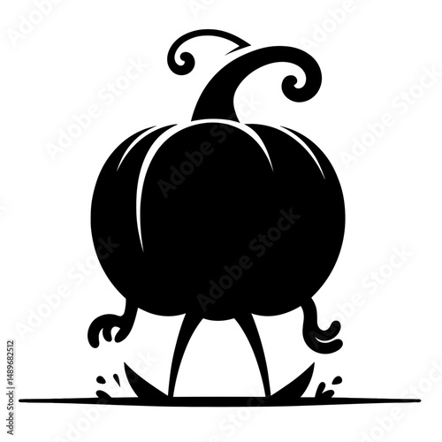 Pumpkin creature rising from the ground