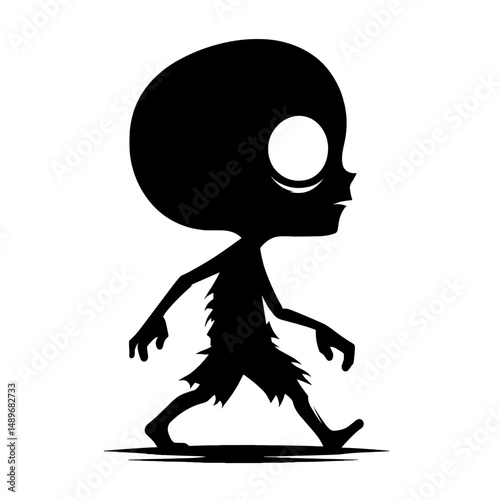 Big-headed zombie child wandering at night