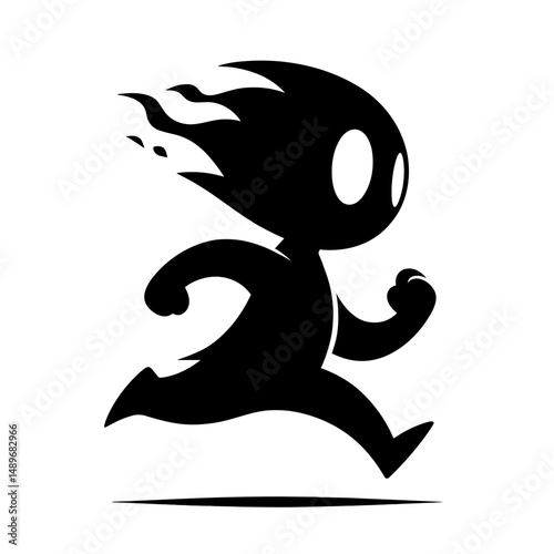 Running Halloween spirit with flaming hair