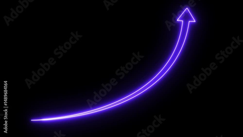 Wallpaper Mural neon business growth rising arrow animation in black background. neon business graph concept. Torontodigital.ca