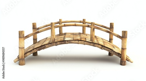 Wallpaper Mural A small bamboo bridge, isolated on white background, front view, clean layout Torontodigital.ca