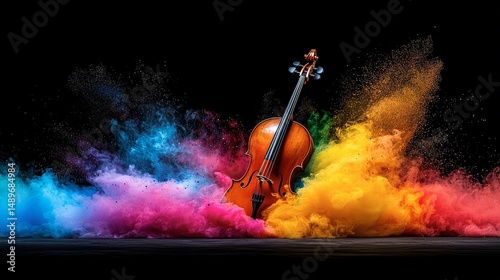 Wallpaper Mural Vibrant colors surround a cello in a dramatic display. Torontodigital.ca