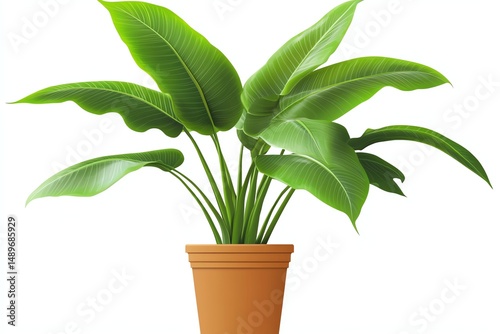 Wallpaper Mural A tropical potted plant with large green leaves, isolated on white background, realistic texture Torontodigital.ca