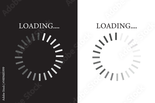 Loading bar Icons and Progress Bar icons Vector Set in black and white. Load bar, buffer loader, download or upload Horizontal bar icons. Loading status icon. website loading bar. 