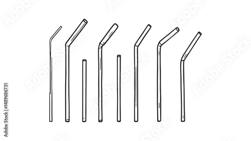 Stainless Steel Straw line art eco friendly