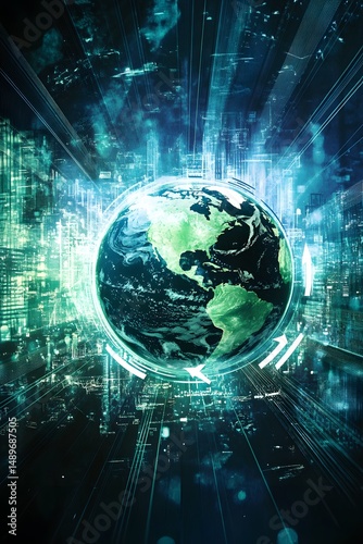 an animated earth with arrows showing investment inflow