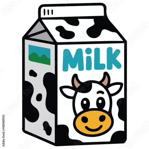 Cartoon milk doodle illustration for dairy concept isolated vector illustration on white background