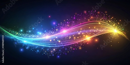 Colorful wave of light with many bright colors