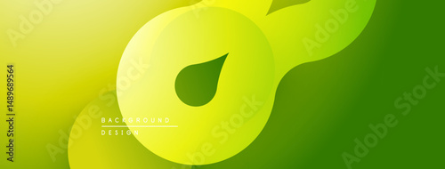Abstract gradient background. Smooth shapes overlap creating dynamic visual effect. Light yellow transitions to vibrant green. Modern design element.