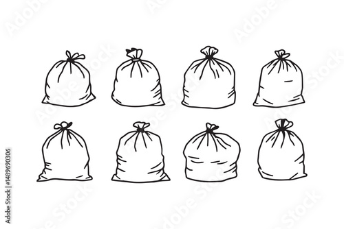 Trash Bag line art and black color