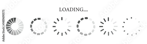 Loading bar Icons and Progress Bar icons Vector Set in black and white. Load bar, buffer loader, download or upload Horizontal bar icons. Loading status icon. website loading bar. 